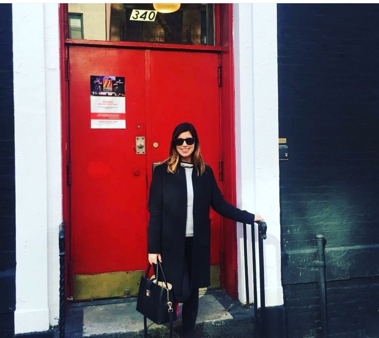 Christina Frank outside the Neighborhood Playhouse, New York
